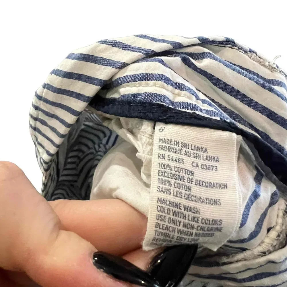 Striped Cotton Women’s Shorts - Blue & White - Picture 3 of 4